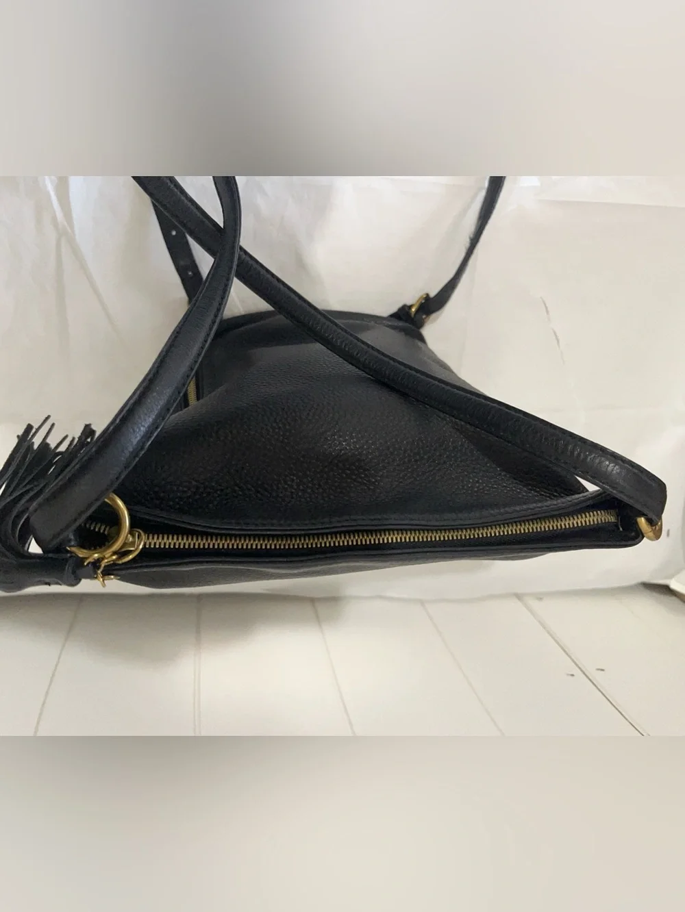 HOBO International Backpack  Purse Genuine Leather Tassel Black